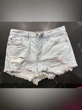 Levi's Light Blue Distressed Denim Cutoff Shorts